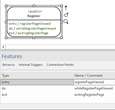 State behavior function names