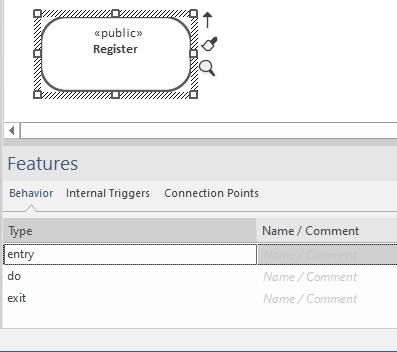 UML state behaviors modeled in Enterprise Architect