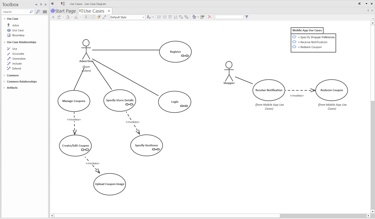 Defining the use cases in EA